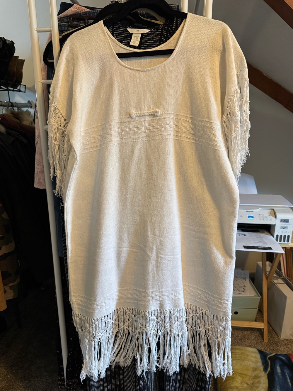 Vintage homemade dress with crochet & fringe M Medium / L Large
